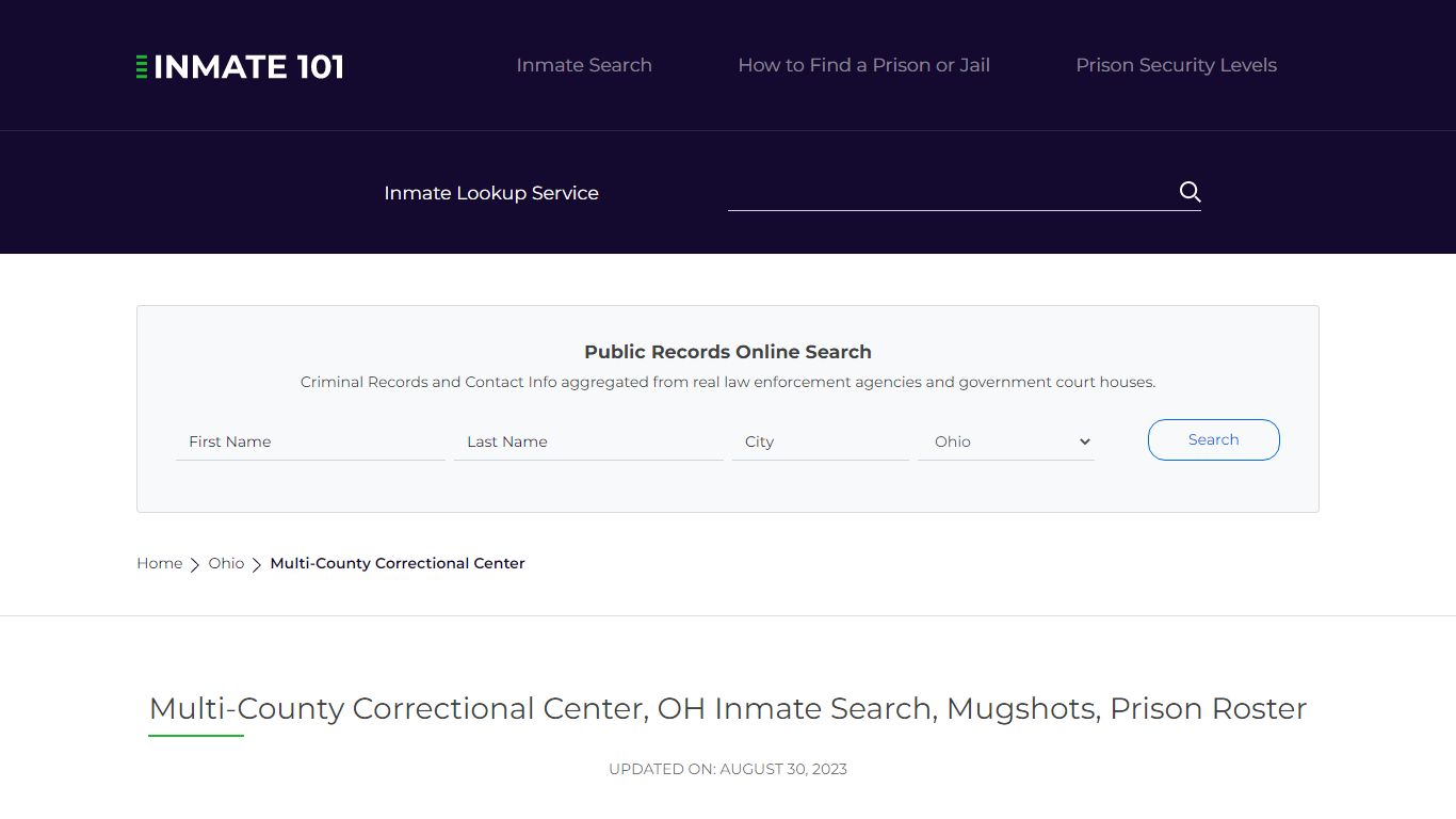Multi-County Correctional Center, OH Inmate Search, Mugshots, Prison Roster